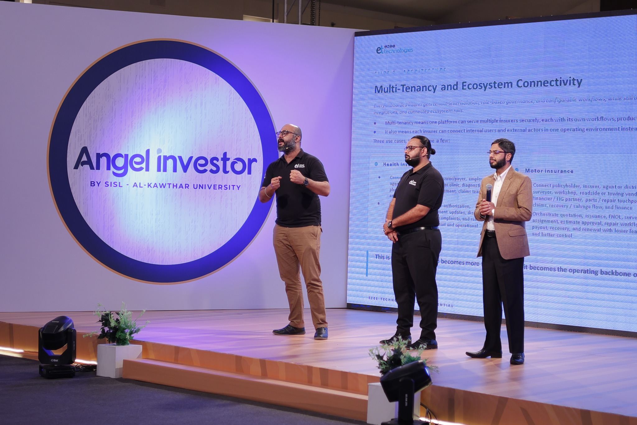 Startup team presenting at the Angel Investor event